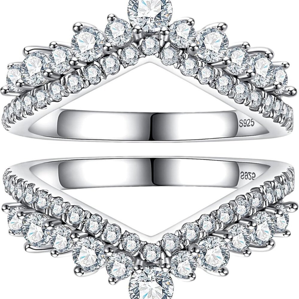1.23 Cttw Moissanite Ring Enhancers 2 Pieces Moissanite Curved Wedding Bands For
